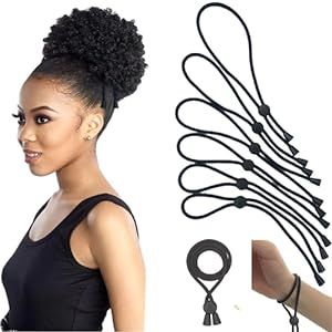 6 Pcs Adjustable Afro Hair Tie, Extra Length Hair Scrunchies Afro Hair Accessories for Puffs Thick Curly Natural Hair, Ponytails, Locs, 4c/4b Hair, Pineapples Hairstyles for Black Women Girls