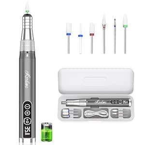 Kredioo Cordless Nail Drill for Acrylic Nails Professional, 35000RPM Rechargeable Electric File Portable Easy Dremel Kit Remove Gel Polish Manicure Pedicure Salon Quality