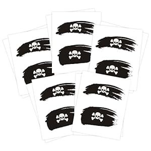 FashionTats Black Skull & Crossbones Face Flag Temporary Tattoos (10 Pack) | Skin Safe | MADE IN THE USA | Removable