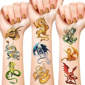 300PCS+24Sheets Dragon Party Favors Dragon Temporary Tattoos Dragon Party Favors Decorations for Kids Adults Dragon Birthday Party Supplies, Goodie Bag Fillers