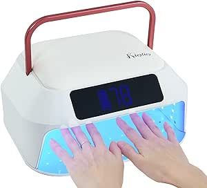 Kicylicy Cordless Nail Lamp,218W Professional Rechargeable UV LED Nail Lamp for Salon,Nail Lamp Built-in 30000mAh Battery,82PCS LEDs Nail Dryer with Dual Displays & Detachable Hand Pillow