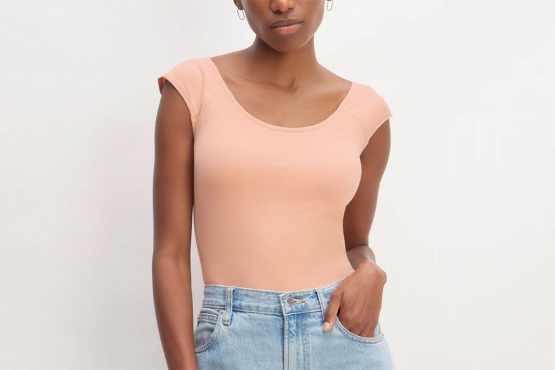 I’m replacing all of my basic white T-shirts with Everlane’s flattering cap-sleeve tee that has an elegant, ballerina neckline and cute sleeves. Shop the spring-perfect tee that’s a layering staple for $40 at Everlane.