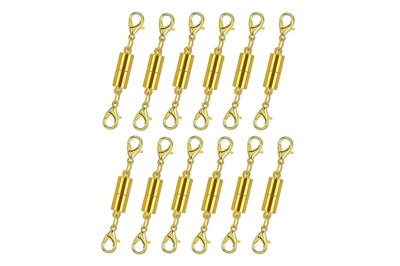 I’m using Bonison’s 12-Pack of Magnetic Necklace Clasps to easily take on and off my jewelry, and it’s only .75 cents apiece on Amazon.