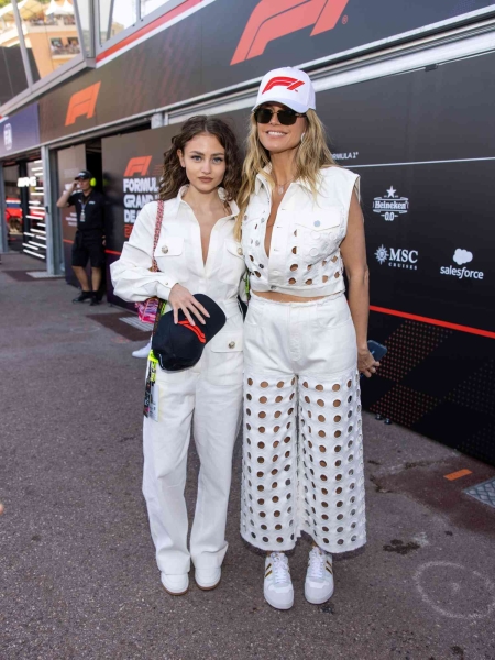Heidi Klum and Her Daughter Leni wore matching white Jumpsuits at the Formula 1 Grand Prix on May 26. Their lookalike appearance comes just days after they wore sheer dresses to the Cannes red carpet.