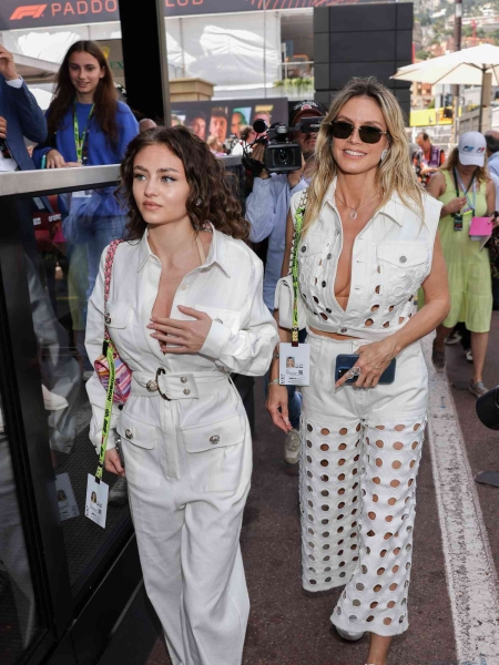 Heidi Klum and Her Daughter Leni wore matching white Jumpsuits at the Formula 1 Grand Prix on May 26. Their lookalike appearance comes just days after they wore sheer dresses to the Cannes red carpet.