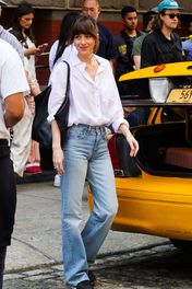 Jennifer Lopez stepped out in a pair of ultra-baggy jeans and a white T-shirt while shopping in Paris on May 10.