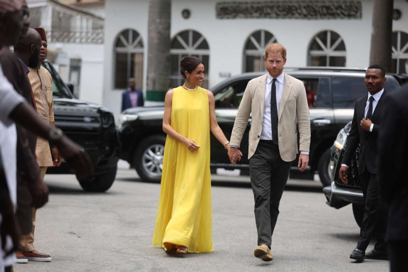 Meghan Markle closed out her final day on her Nigeria tour in a Bright Yellow dress that she previously wore for Prince Archie's first birthday in 2020. She attended a reception at the governor of Lagos' home with Prince Harry, a seeming reference to King Charles and Princess Diana's visit to the country in the 1990s.