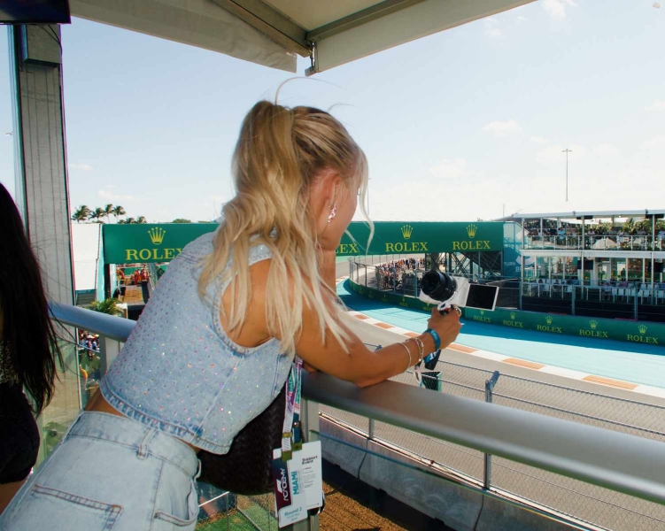 Morgan Riddle is most well-known as an influencer and the girlfriend of lead American tennis player Taylor Fritz. She also is building her fashion portfolio and released a jewelry collaboration with the New York brand Lottie. Here, see exclusive images from her visit to F1 Miami 2024.