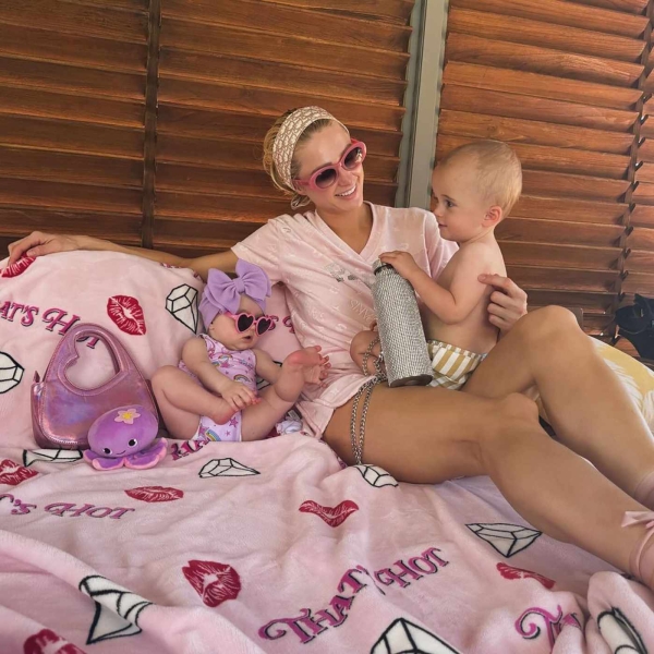 Paris Hilton and her daughter London twinned together on their family vacation.