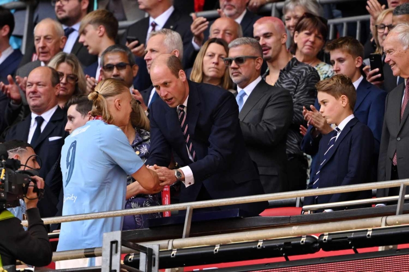 Prince William and Prince George wore matching suits and ties to watch Manchester City and Manchester United at the FA Cup final on May 25. Their father-son outing comes shortly after Prince William called his son a "pilot in the making" at Buckingham Palace earlier in the week.