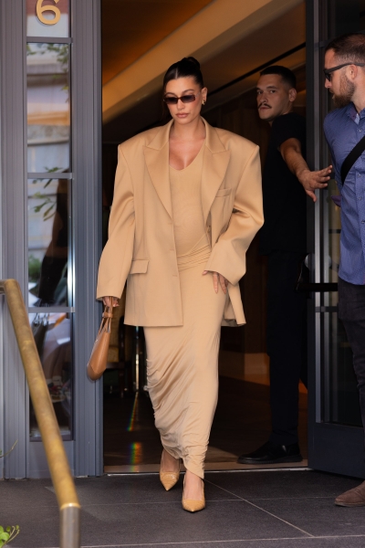 From Sheer Lace Catsuits to Phoebe Philo, Hailey Bieber Proves Her Maternity Style Has Range