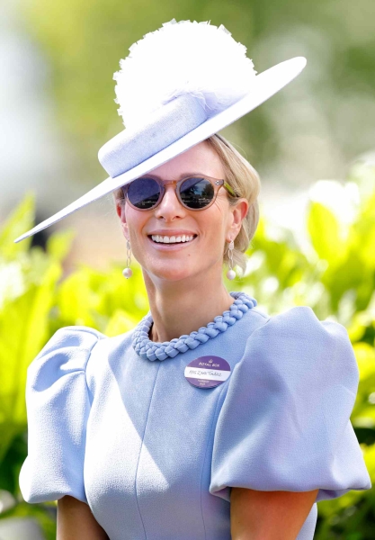 Zara Tindall wore a powder blue dress by Rebecca Vallence that was reminiscent of Cinderella to day three of Royal Ascot.