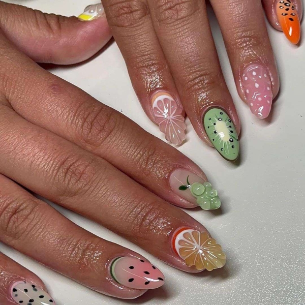 Citrus nails are everywhere right now. Limes, lemons, oranges, and grapefruit make for nail art that's fun, (often) intricate, and perfect for summer. Here are 14 gorgeous options.