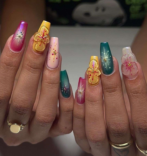 From raised petals to metallic decals, there are lots of ways to achieve 3D flower nail designs. Scroll through 16 jaw-dropping designs to inspire your next manicure.