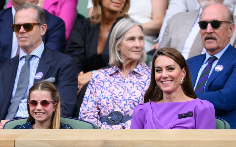 Royal insiders explained all the special Easter eggs and significant messages in Kate Middleton's purple Safiyaa dress at Wimbledon.