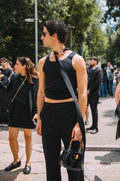 Street Style at the Spring 2025 Menswear Shows Was About the Statement Piece