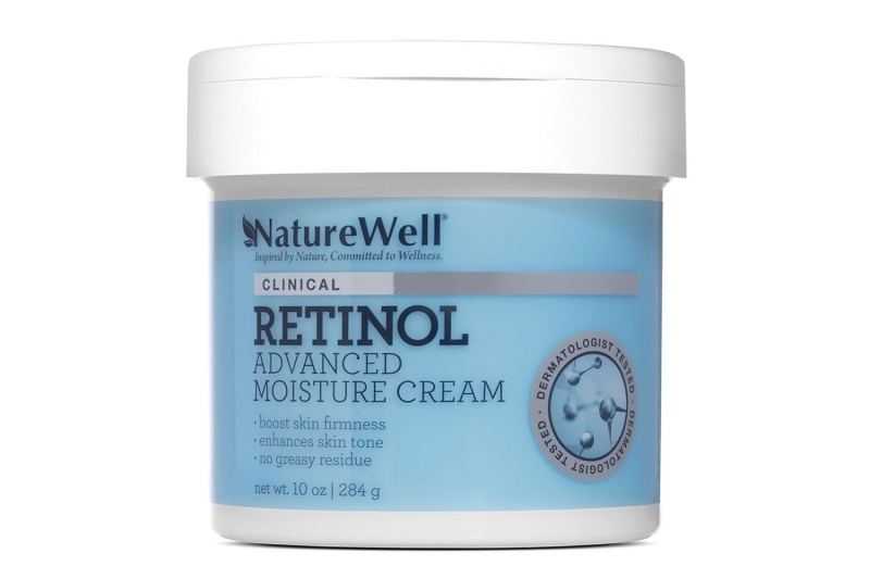 The Nature Well Clinical Retinol Advanced Moisture Cream is a retinol body lotion that’s on sale for $12 at Amazon. The formula helps crepiness, sunspots, and dryness, and leaves skin super-smooth.