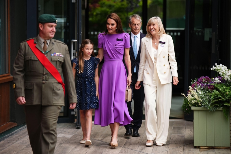 The Princess of Wales Returns to Wimbledon in Royal Purple, With Princess Charlotte in Tow