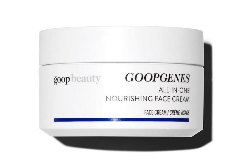 Goop Beauty’s All-in-One Nourishing Face Cream is used by Gwyneth Paltrow and available on Amazon. The anti-aging cream smooths fine lines and wrinkles and moisturizes dry and mature skin.