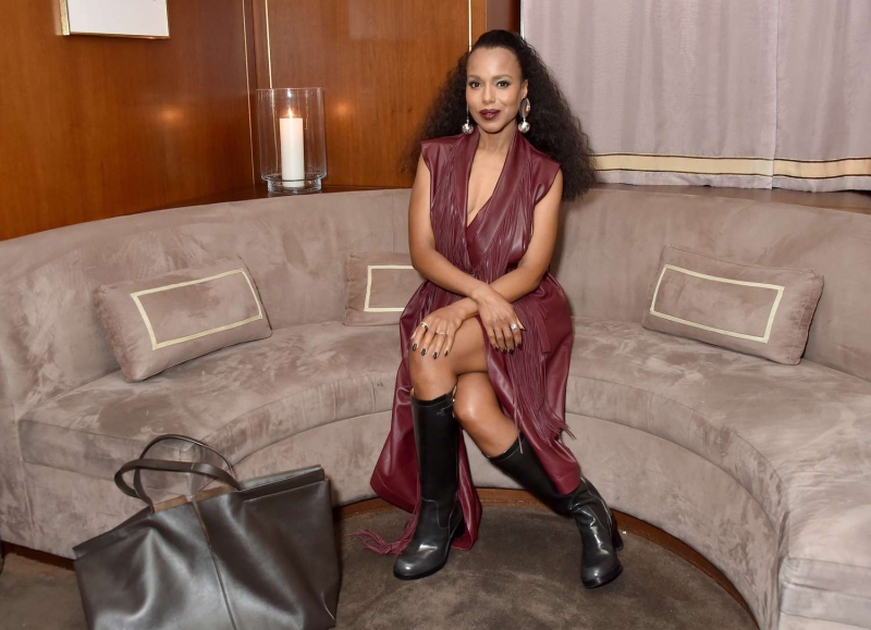 Kerry Washington wore a fringed burgundy dress with a pair of perfect fall boots for a Tod's dinner in Los Angeles. See her full look, including her coordinating lip color, here.