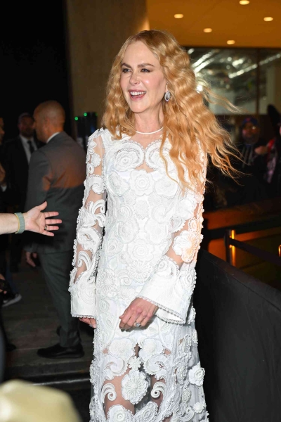 Nicole Kidman put a bridal twist on the naked dress trend wearing a winter white sheer gown at the 'Spellbound' premiere in New York on November 12.