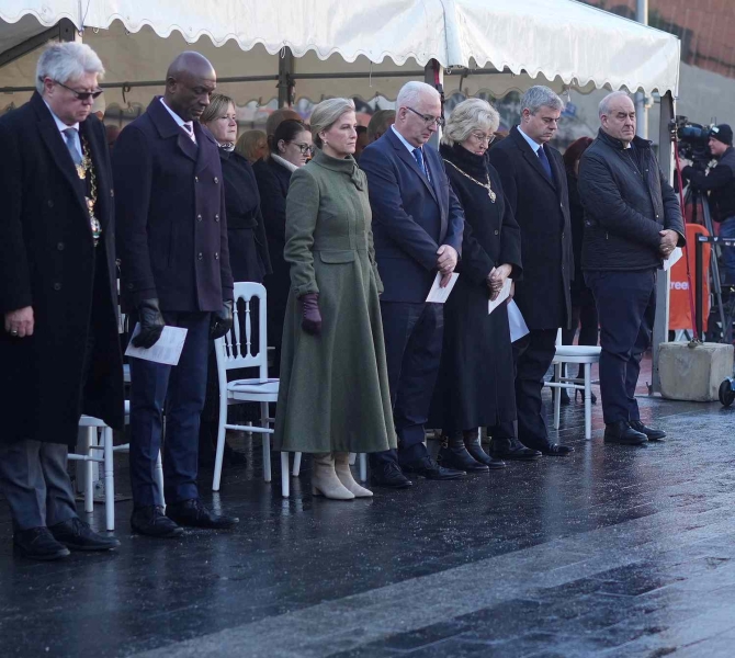 Sophie, Duchess of Edinburgh, wore an olive green coat dress during the Birmingham pub bombing memorial on November 21. The look is reminiscent of one of Kate Middleton's go-to outfit formulas. See photos of the look—and the inspiartion—here.