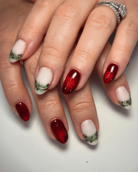 The color red is synonymous with Christmas and warm holiday cheer. Here, scroll through 18 red Christmas nail ideas for a festive touch this season.