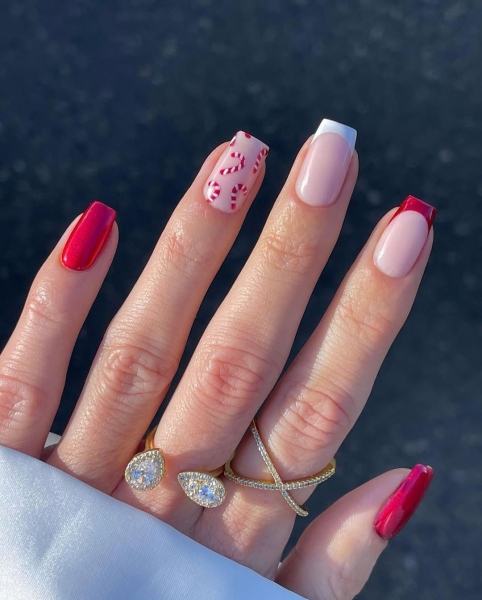 Though red, green, and glitter polishes are go-to's this time of year, a candy cane stripe is a more playful and unexpected choice. The pattern is a clear yet understated reference to the holiday.