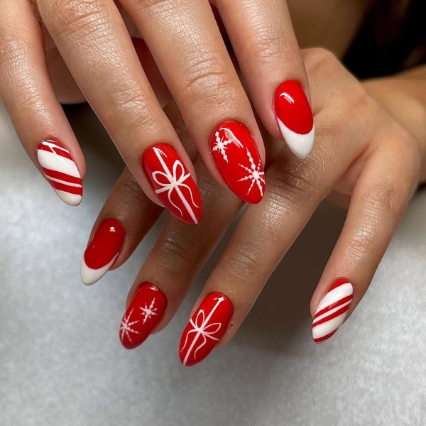 Though red, green, and glitter polishes are go-to's this time of year, a candy cane stripe is a more playful and unexpected choice. The pattern is a clear yet understated reference to the holiday.