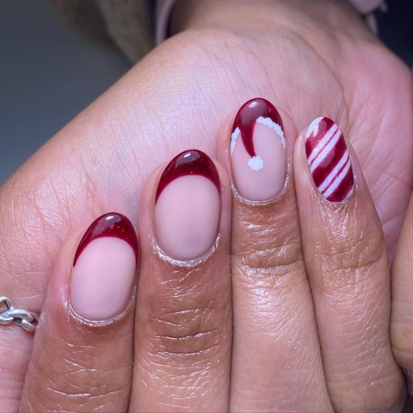 Though red, green, and glitter polishes are go-to's this time of year, a candy cane stripe is a more playful and unexpected choice. The pattern is a clear yet understated reference to the holiday.