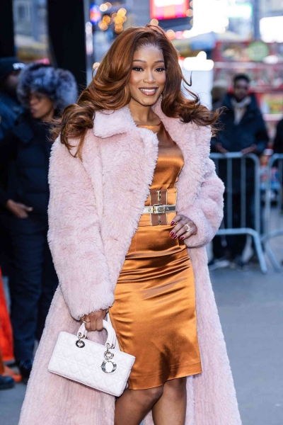 Keke Palmer debuted new red hair while promoting her new movie 'One of Them Days' in New York City on Wednesday, January 15.