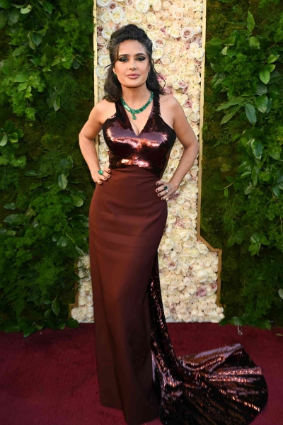 Salma Hayek showed off her gray hair at the 2025 Golden Globe Awards. See the photo of her wearing her gray hair here.