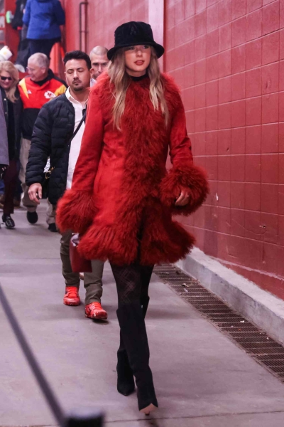 Taylor Swift stunned in head-to-toe Chanel to cheer on Travis Kelce at the Kansas City Chiefs vs. Houston Texans playoff game on Saturday, January 18, 2025.